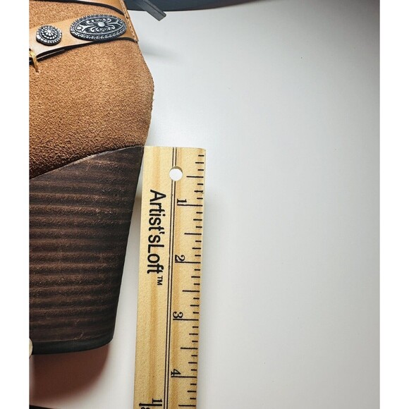 Very Volatile La Taiya Tan Suede‎ Whiskey Western Heeled Booties SIZE 7 NEW - Picture 8 of 10